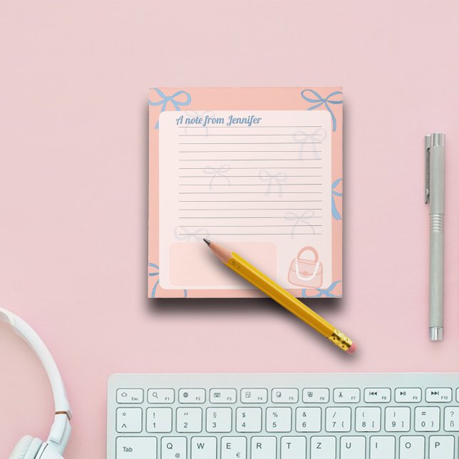 Coquette theme Ribbons Personalize Notepad (Creator Uploaded)