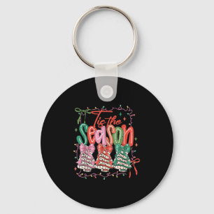 Coquette Tis The Season Christmas Trees Cake Bow C Keychain