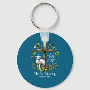 Coquette true story he is risen easter vintage chr keychain