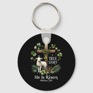 Coquette True Story He Is Risen Easter Vintage Chr Keychain