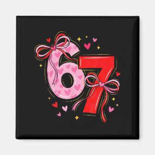 Coquette Valentine 67 Six Seven Heart Bow Valentin Magnet