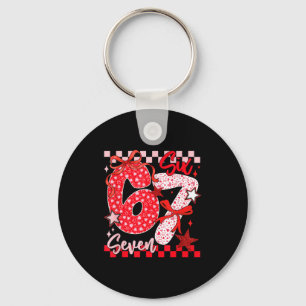 Coquette Valentine 67 Six Seven Preppy Heart Bow P Keychain