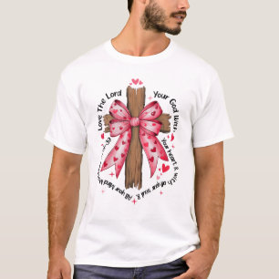 Coquette Valentine Jesus Valentine Bow Bible Verse T-Shirt