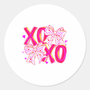 Coquette Valentine Xoxo Funny Valentine Bow Hearts Classic Round Sticker