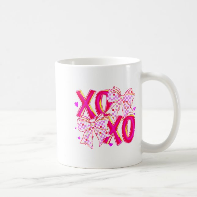 Coquette Valentine Xoxo Funny Valentine Bow Hearts Coffee Mug (Right)