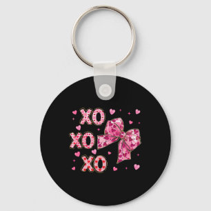 Coquette Valentine Xoxo Funny Valentine Bow Hearts Keychain