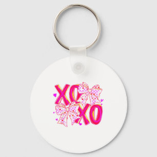 Coquette Valentine Xoxo Funny Valentine Bow Hearts Keychain