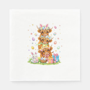 Coquette Western Highland Cow Easter Eggs Cute Bun Napkin