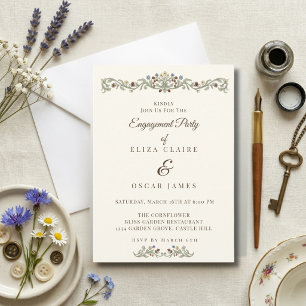 Coquette Wildflower Meadow Engagement Party Invitation