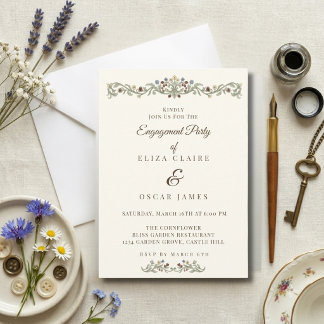 Coquette Wildflower Meadow Engagement Party Invitation