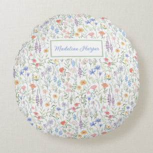 Coquette Wildflower Meadow Personalised Round Pillow