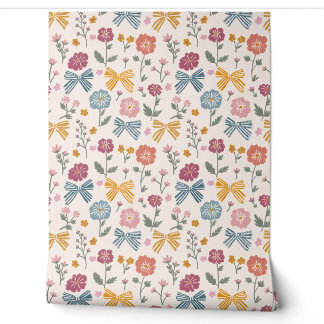 Coquette Wildflower Ribbon Bow Girls Bedroom Wall