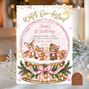 Coquette Winter One-derland 1st Birthday Invitation