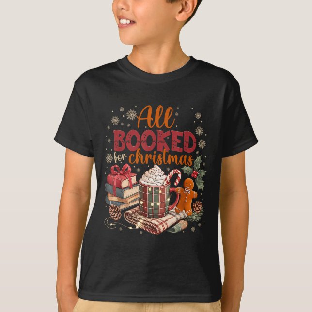 Coquette Xmas Book Lover, Santa Cocoa, All I Want  T-Shirt (Front)