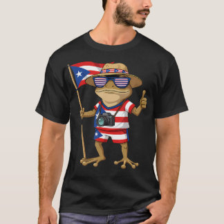 Coqui Frog Puerto Rico Taino Puerto Rican Flag T-Shirt