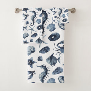 Coquillage d'hippocampe bleu marine moderne
