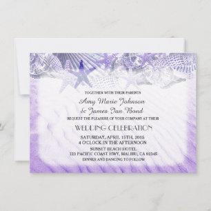 Coquillage sable plage mariage invitations coquill