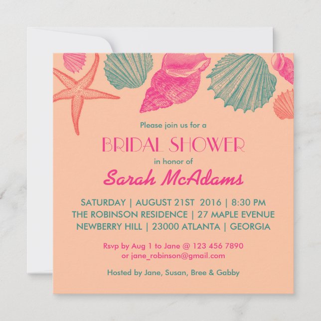 Coquillages de corail Invitation Mariage de douche (Devant)