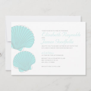 Coquillages de plage de Cute Invitations de mariag