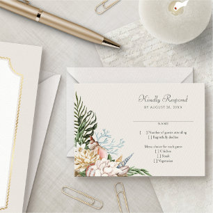 Coquillages de plage Mariage floral RSVP
