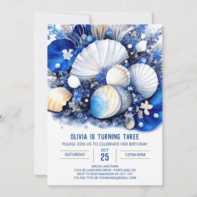 Coquillages de Seashore Boy Invitation d'anniversa (Devant)
