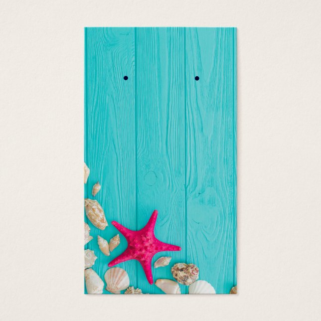Coquillages en bois turquoise rustique Porte-oreil (Devant)
