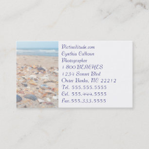 Coquillages sur le carte de visite de plage
