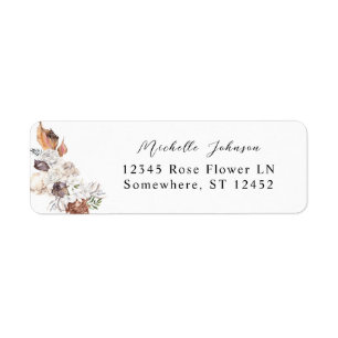 Coquillages & White Floral Adresse de retour Label