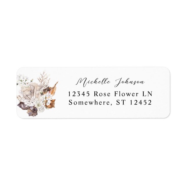 Coquillages & White Floral Adresse de retour Label (Devant)