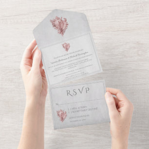 Coquille conch rose tout en un mariage Invitation