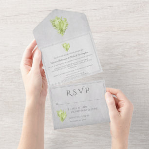 Coquille conch verte tout en un mariage Invitation