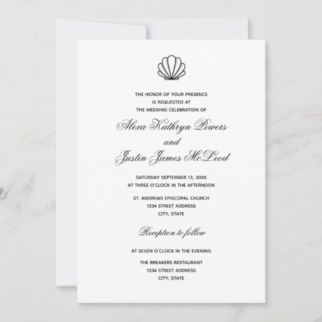 Coquille maritime - Faire-part de mariage (Devant)