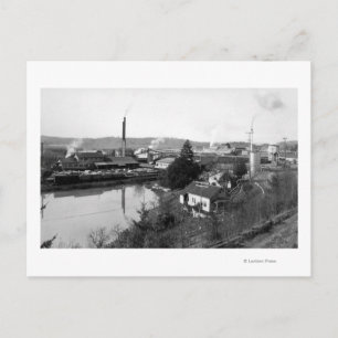 Coquille, OR Town View and Lumber Mills Postcard