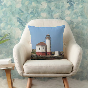 Coquille River Lighthouse in Bandon Oregon Throw Pillow