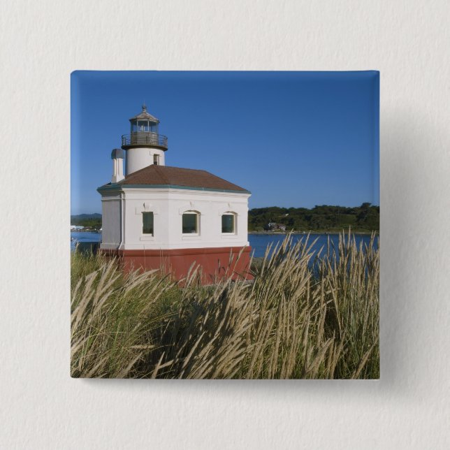 Coquille River lighthouse, Oregon, USA 2 Inch Square Button (Front)