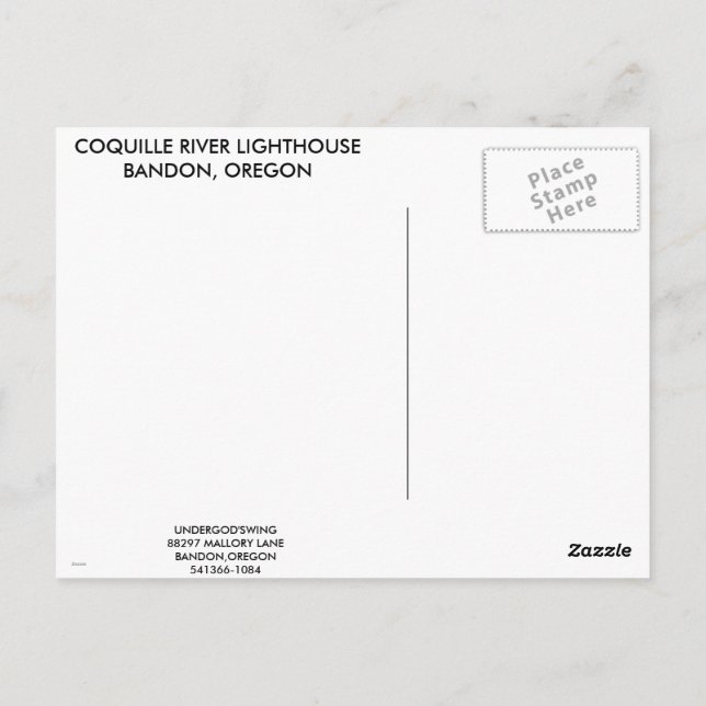 Coquille River Lighthouse Postcard (Back)