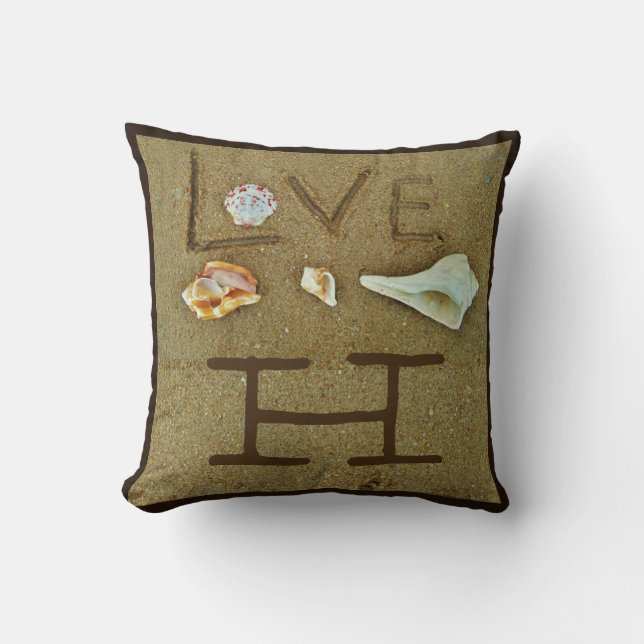 coquilles & Amour sur la plage coussin de mariage  (Recto)