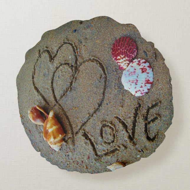 coquilles, coeurs,+ Amour sur la plage coussin per (Dos)