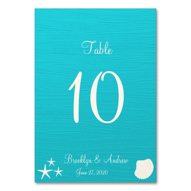 Coquilles Sur La Plage Mariage Cartes De Table Car (Par défaut)