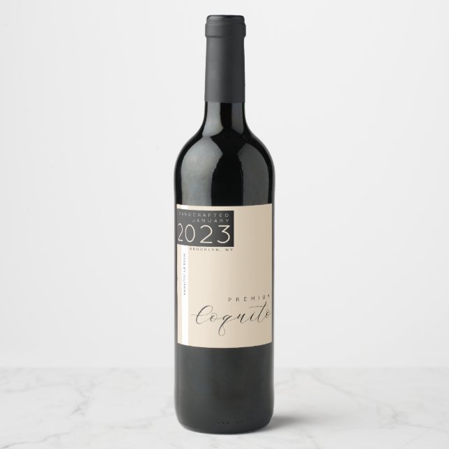 Coquito Bottle Label, Modern, Minimalist Style Wine Label (Front)