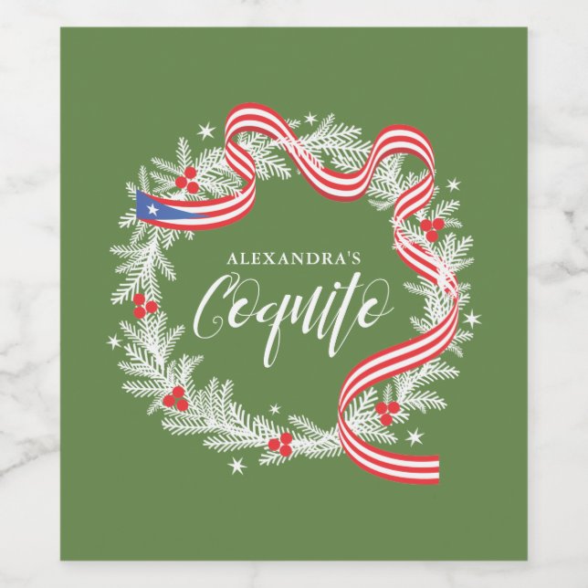 Coquito Christmas Wreath Wine Label (Single Label)