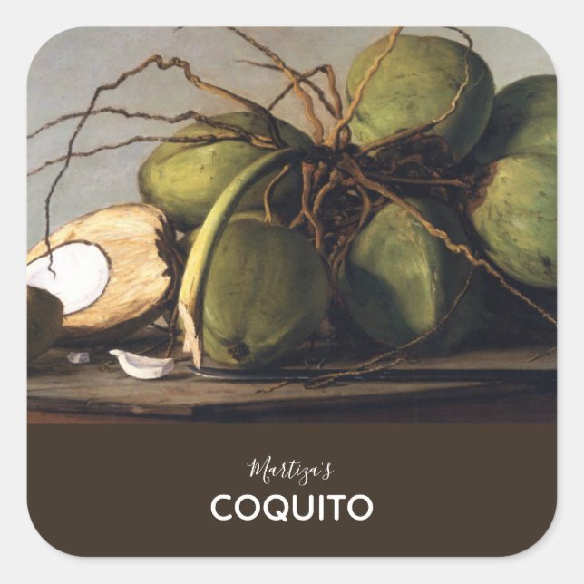 Coquito Coconut Classic Square Sticker (Front)