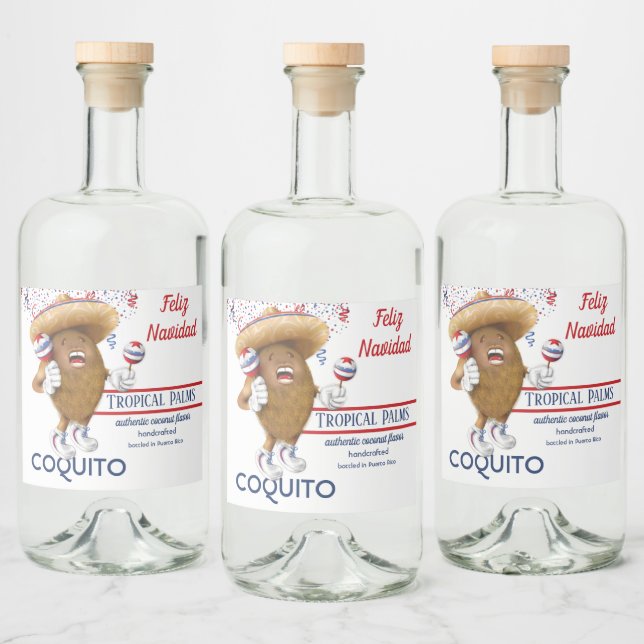 Coquito Coconut Maracas Liquor Bottle Label (Bottles)