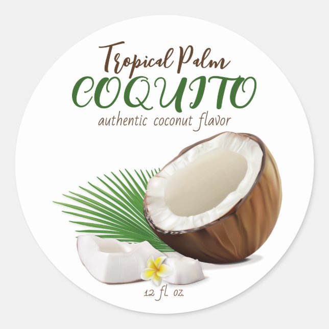 Coquito Coconut Tropical Classic Round Sticker (Front)