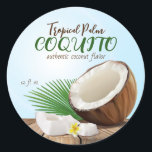 Coquito Coconut Tropical Classic Round Sticker<br><div class="desc">Coconut Palm with Coconut.</div>