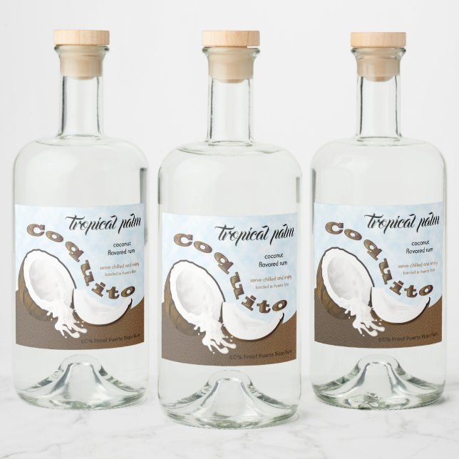 Coquito Coconut Tropical Fruit Liquor Bottle Label (Bottles)