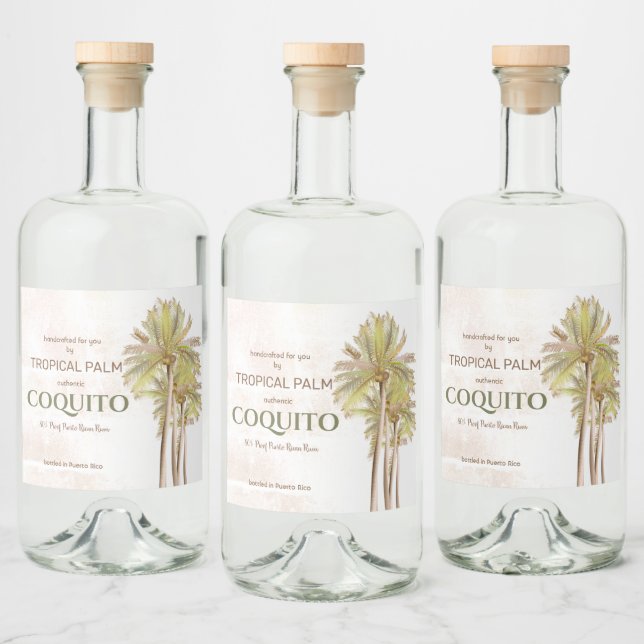 Coquito Coconut Tropical Palm Liquor Bottle Label (Bottles)