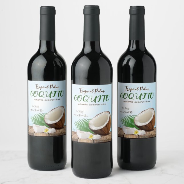 Coquito Coconut Tropical Wine Label (Bottles)