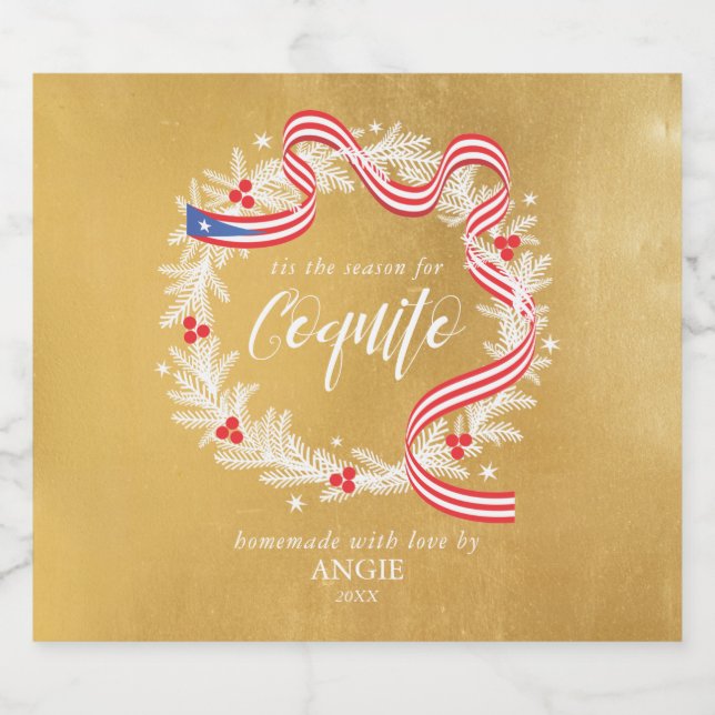 Coquito Noël Wreath Wine Étiquette (Étiquettes simples)