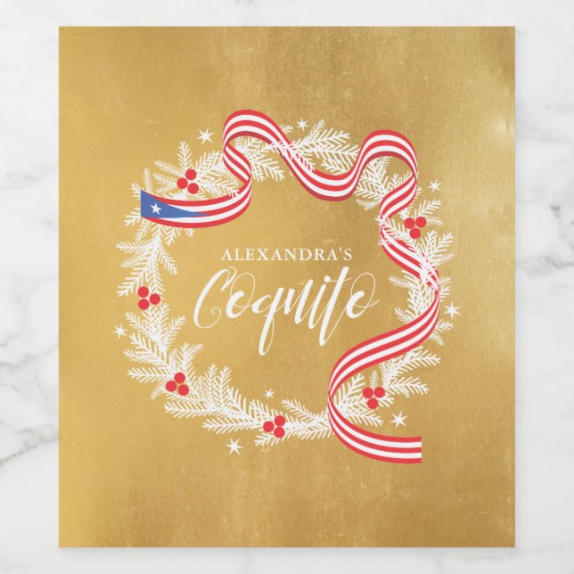 Coquito Noël Wreath Wine Étiquette (Étiquettes simples)